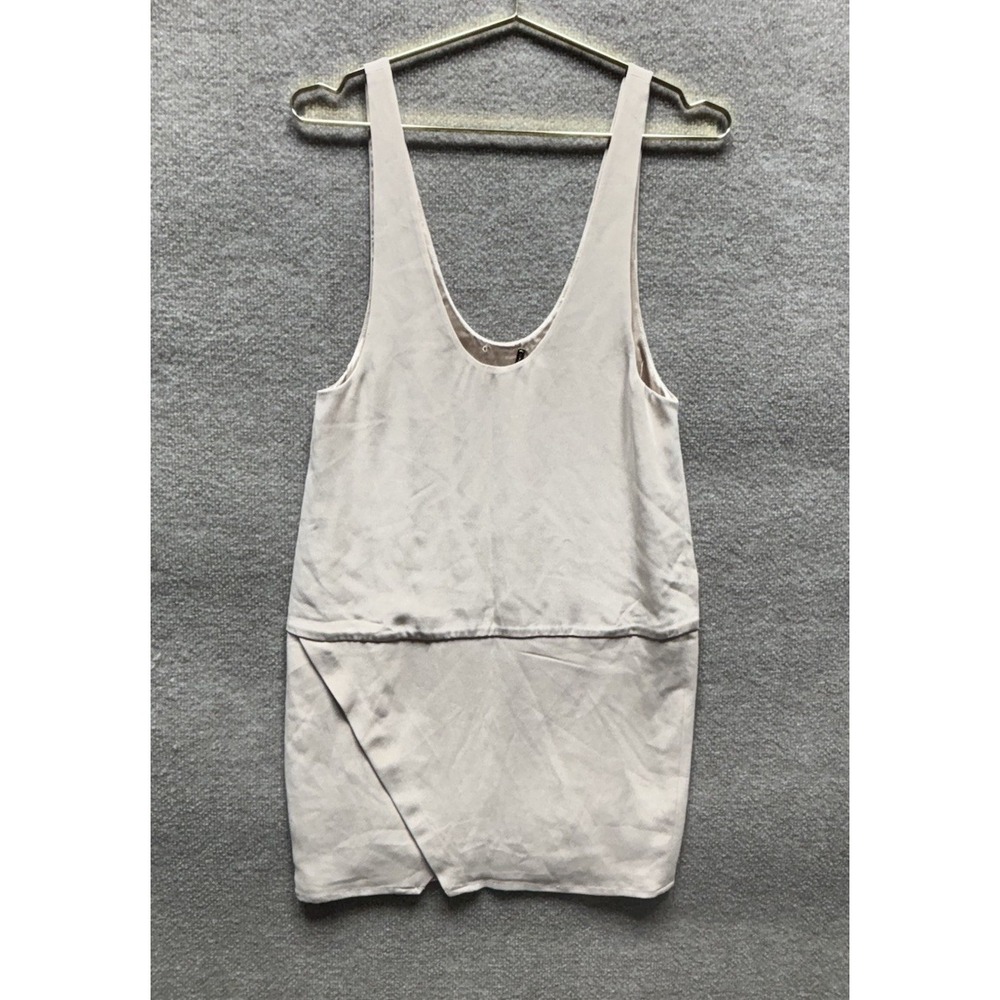 Loeffler Randall Silk Mini Dress Womens 4 Nude Sleeveless Deep Scoop Lined EUC
